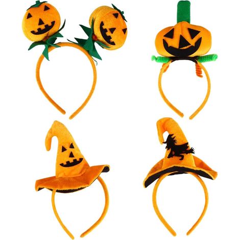 4 Pieces Orange Fabric Halloween Pumpkin Headbands (1/5)