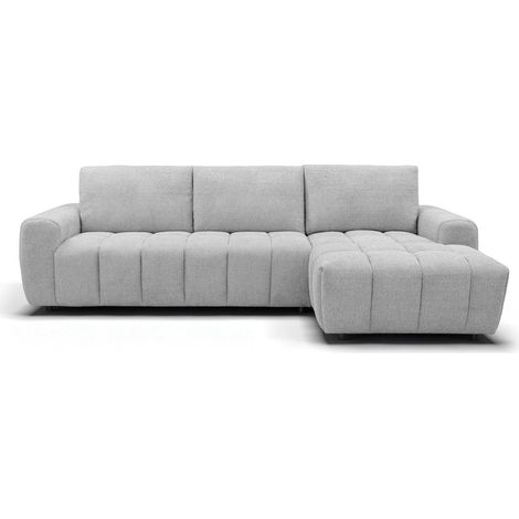 Canapé d'angle convertible ouverture express en tissu gris AGATHE - Angle droit (1/5)