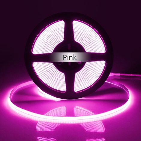 3 m bande LED COB néon flexible rose, haute densité 320 LED/m, 12 V DC, pour décoration intérieure chambre ou TV