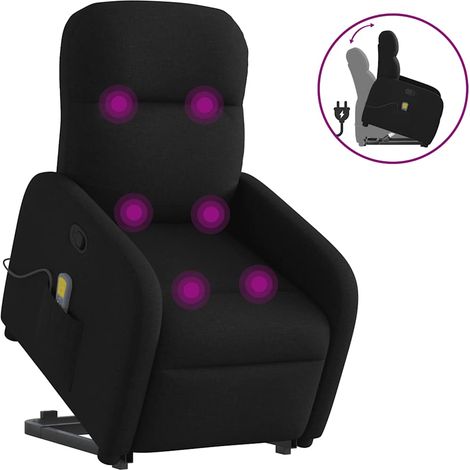 Massagesessel mit Aufstehhilfe Schwarz Stoff