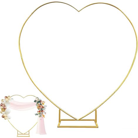 Gold Heart Shaped Wedding Arch 2x2m Heart Shaped Background Support for Wedding, Birthday, Party, Ceremony (1/5)