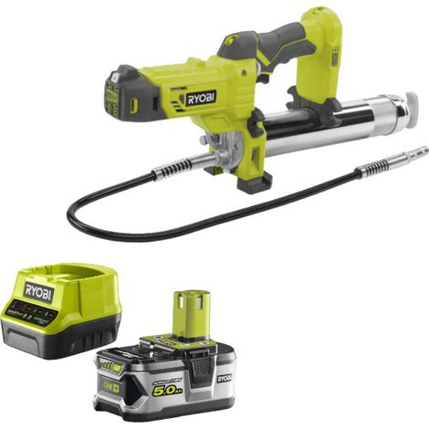 Pack RYOBI pompe à graisse 18V R18GG-0 - 1 batterie 5.0Ah - 1 chargeur rapide RC18120-150