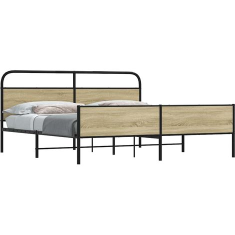 vidaXL Metal Bed Frame without Mattress Sonoma Oak 183x213 cm (1/5)