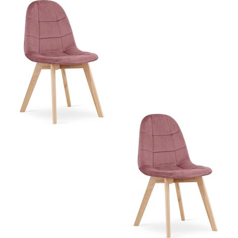 Set di 2 sedie Bora in velluto rosa antico e legno (1/5)