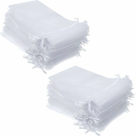 100 Pièces 13x18cm Blanc Sacs Organza Sachets, Utilisables Comme Pochettes à Bonbons, Pochettes à Bijoux, Pochettes Cadeaux de Mariage ou de Noël (1/5)