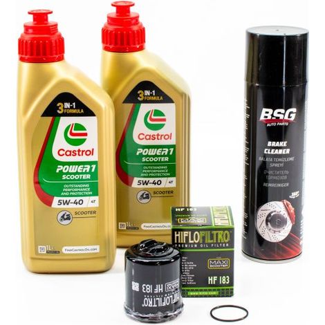 Kit Entretien Vidange Standard pour PIAGGIO TPH 125 Typhoon de 2011 à 2016 - CASTROL POWER 1 SCOOTER 5W-40 2L