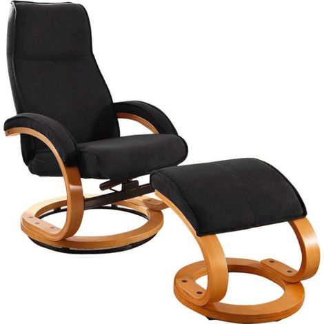 ParisFauteuil de relaxation + tabouret noir (1/3)