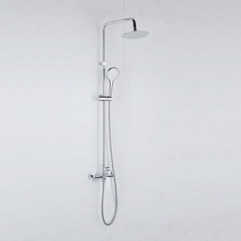 Adema Sparkle 2.0 ensemble de douche pluie apparent – douche de tête Ø 30 cm – douchette ronde – barre de douche – chrome (1/5)