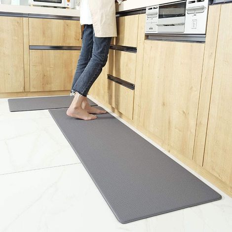 Cuisine Ensemble Tapis de 1 Pièces Non-Slip Paillasson Tapis Runner Pu En Cuir Souple Tapis de Sol Tapis Lavable Résistant Protection environnementale/Gris / 45x75cm(18x30inch)