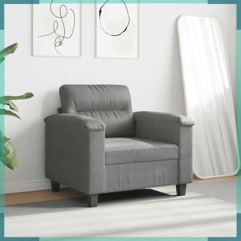 359551 Fauteuil gris foncé 60 cm tissu microfibre (1/5)
