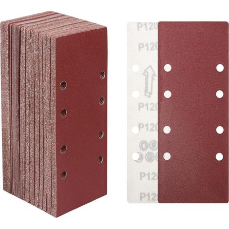 Packung mit 30 Schleifblättern (93 x 230 mm), Körnung 120, für Exzenterschleifer. Ideal zum Schleifen und Polieren von Holz und Lack. (1/5)