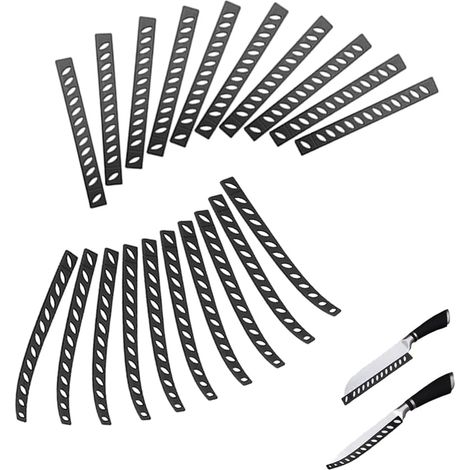 20 protectores de cuchillos negros, juego universal de protectores de hojas de plástico, protección del filo del cuchillo, aptos para cuchillos de cocina de diversos grosores.