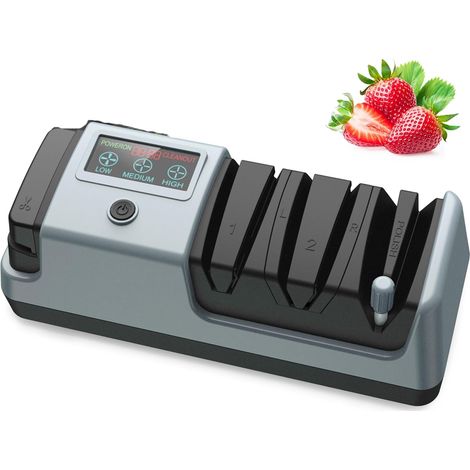 Aiguiseur de couteaux électrique 5 en 1, vitesses de rotation, réglable pour couteaux à lame droite, dentelés, à hacher et ciseaux (1/5)