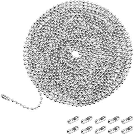 3M Jalousiekette, Kugelketten-Reißverschlussverlängerung, silberne Kugelkette mit 10 Kugelkettenverbindern (4,5 mm). (1/5)