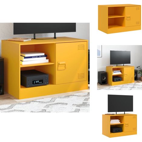 Meuble TV jaune moutarde 67x39x44 cm acier - Meubles Tv - Meuble Tv - Meuble Audiovisuel - Support Tv - Console Tv (1/5)