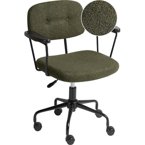 Silla de oficina de bouclé giratorio ajustable escritorio verde oscuro Algerita