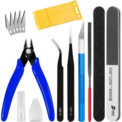 Sets Kit d’outils maquettes plastiques – Ensemble outils de base pour modèles robots voitures et avions bricolage construction réparation (1/5)