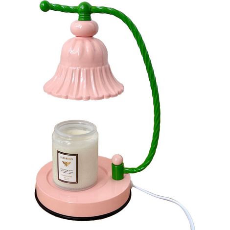 Dimmbare, rauchfreie Kerzenwärmerlampe im europäischen romantischen Stil, aus Metall, zum Schmelzen von Kerzen, ideal für das Schlafzimmer (koreanische Version), EU-Stecker, rosa (mit 2 Glühbirnen, oh (1/5)