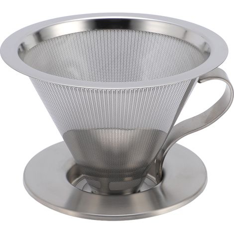 Cafetière à filtre sans papier en acier inoxydable avec extraction optimale grâce à un filtre conique de 300 mesh. Portable et réutilisable, idéale pour les voyages. (1/5)