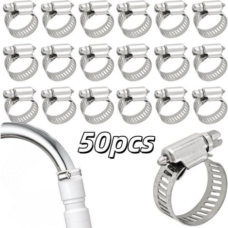 50 fascette regolabili per tubi del carburante, connettori per tubi in acciaio inox da 16 a 25 mm × 8 mm per sigillare e fissare l'acqua (1/5)