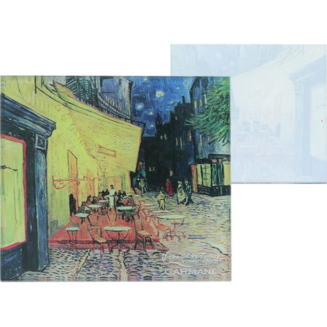 Carmani, sottobicchiere in vetro circa 11,5x11,5 cm - VAN gogh/Terrazza del caffè di notte (1/2)
