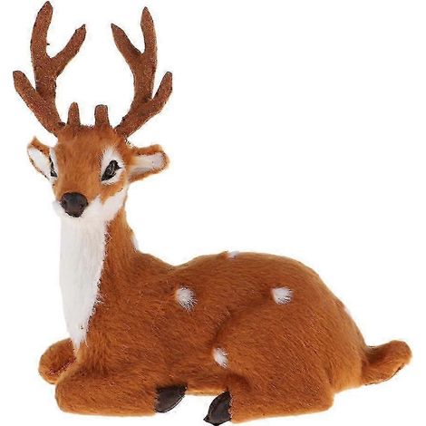 Renne de Noël en peluche simulant un élan, modèle jouet marron clair femelle sur pied-Light Brown Male Sitting (1/5)
