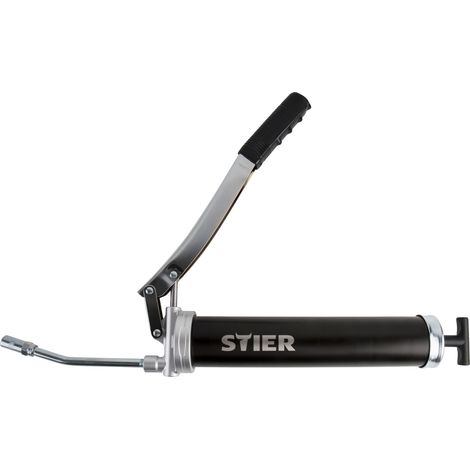 STIER Handhebel-Fettpresse für vielseitige Schmierarbeiten, kompatibel mit gängigen Fettkartuschen, inklusive robustem Metallrohr für präzises Arbeiten