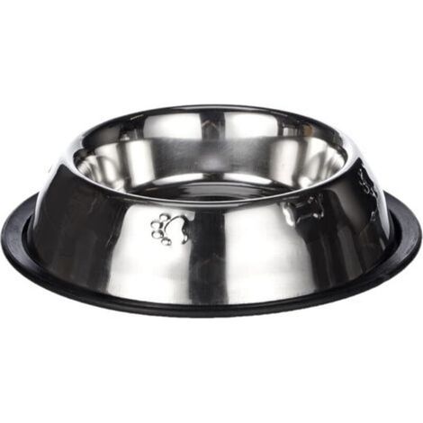 Bol decorativo antideslizante de acero inoxidable – 600 ml/22 cm – Base antideslizante – Para perros y gatos – Recipiente para comida (1/4)