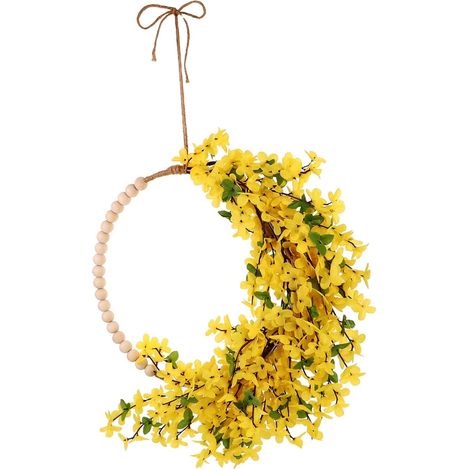 Couronne De Printemps Décorative en Perles De Bois Couronne De Porte Dentrée Guirlande Artificielle (1/4)