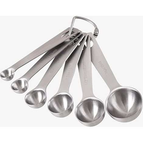 6 Messlöffel, Küchenmesslöffel-Set aus Edelstahl für trockene und flüssige Zutaten
