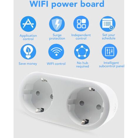 NALOOKAMIC Prise intelligente Wifi Prise double prise Wifi Shunt double contrôle commande vocale interrupteur de temporisation Prise intelligente 2 en 1 AC 220‑--Trimec