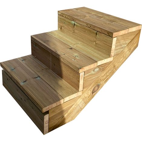Gartentreppe Holz H54cm 3 Stufen, Breite 60cm, MIT Setzstufen