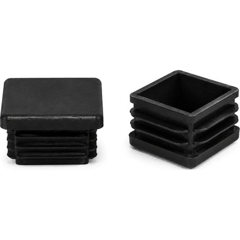 Bouchon carré à ailettes pour tube de 20x20mm - Hauteur 22,3mm Largeur 20mm - Plastique PE Noir - DECO FER FORGE (1/3)