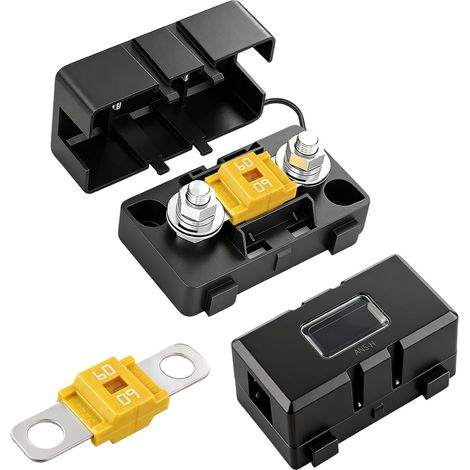 2 x Midi Fuse Holders with 2 Car Fuses 60A High Conductivity Bolted Midi Fuses and 12V-58V Waterproof Fuse Holder for Cars Trucks Bus Camping Cars (1/5)