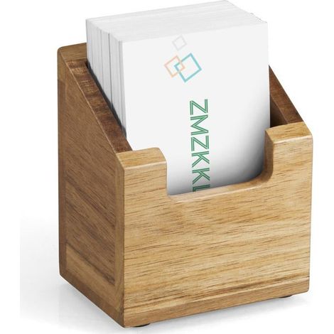 Porte-cartes de visite en bois pour bureau Présentoir vertical Organisateur de cartes de visite en bois pour bureau (1/5)
