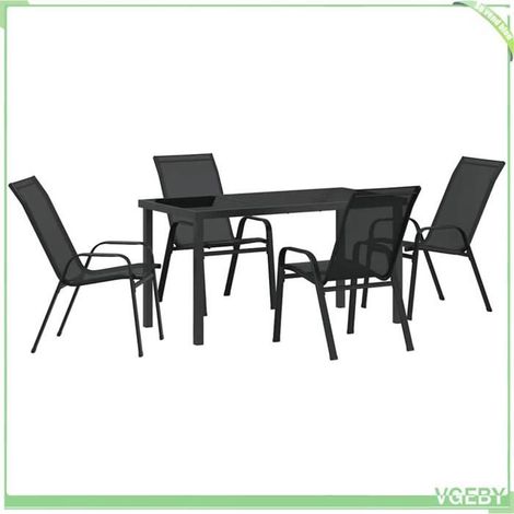 Ensemble de salle à manger jardin 5 pcs - FAFEICY - 3379116 - Noir - Acier revêtu de poudre - Résistant aux intempéries (1/5)