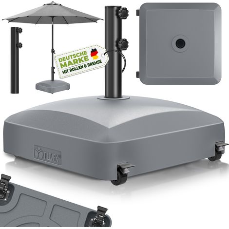 tillvex® Sonnenschirmständer PAVERA mit Rollen & Bremsen Anthrazit Schirmständer befüllbar 37 Liter / 56 kg Schirmgewicht Sonnenschirm & Marktschirm Ø 1,8-3,7m Ampelschirmständer wetterfest (1/5)