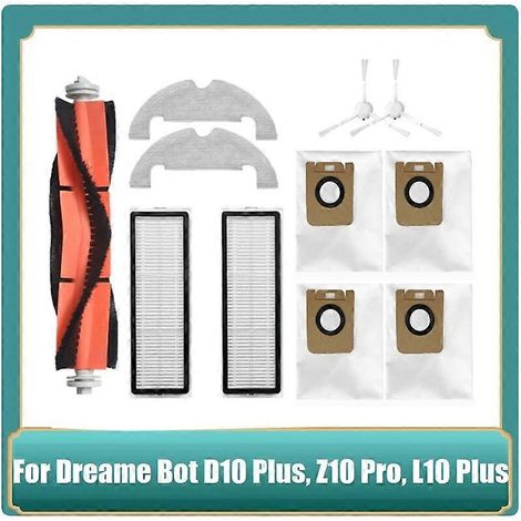 11 accessoires pour aspirateur robot Dreame Bot D10 Plus RLS3D/Z10 Pro/L10 Plus : brosse principale, filtre et sac à poussière. (1/5)
