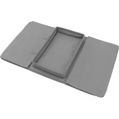 Plateau de canapé pliable avec rangement intégré, en tissu Oxford 600D, poches latérales, gris. (1/5)