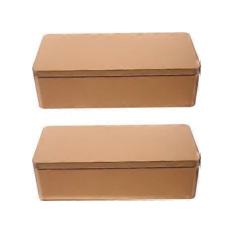 2 rechteckige Blechdosen mit Deckel, Teebeutelbehälter, Teeblattbehälter, Geschenkboxen