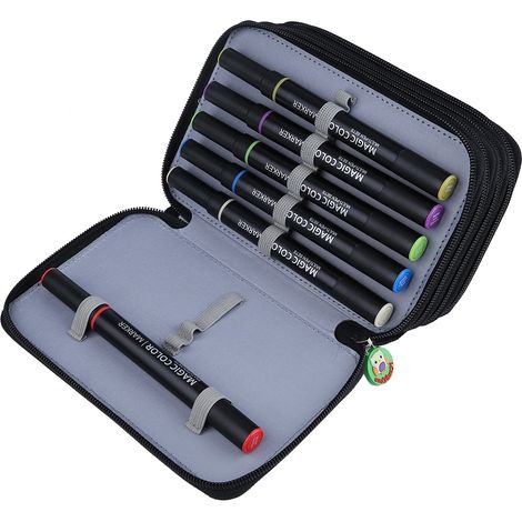 Étui à crayons de couleur multifonctionnel de grande capacité (72 compartiments), résistant aux chocs et aux chutes, avec porte-pinceaux et porte-crayons. (1/3)