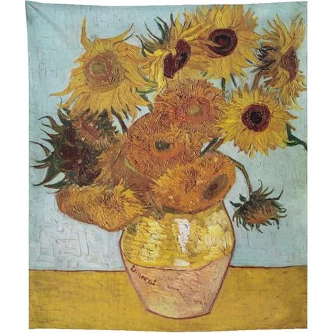 Tenture murale de chambre, Tapisserie paysage abstrait de Vincent Van Gogh pour chambre à coucher, décoration esthétique de salon maison 150130 cm Tournesol - couleur (1/5)