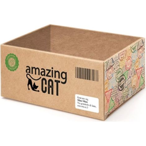Scatola tiragraffi in cartone con catnip per gatti
