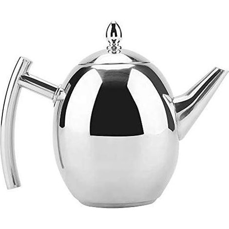 Théière en acier inoxydable avec infuseur, filtre à thé amovible pour la dispersion des feuilles (1,0 l, couleur olive (argent)) (1/3)