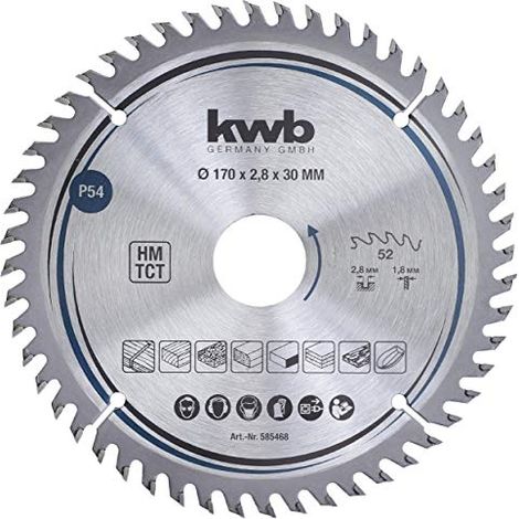 kwb lama per sega circolare 170 x 30 mm, taglio molto fine, adatta per piani di lavoro, legno e pannelli rivestiti (1/4)