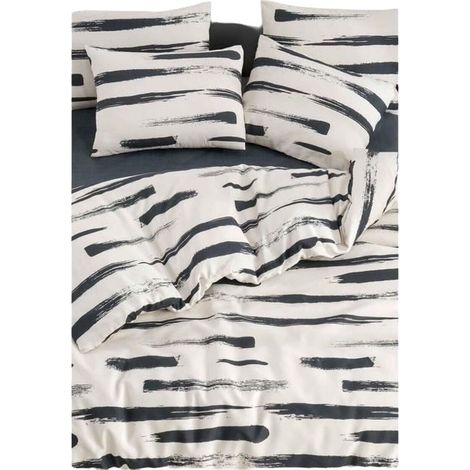 Set di biancheria da letto - 1 copripiumino 220 x 240 cm + 2 federe 60 x 60 cm - 65% cotone, 35% poliestere - Bianco (1/5)