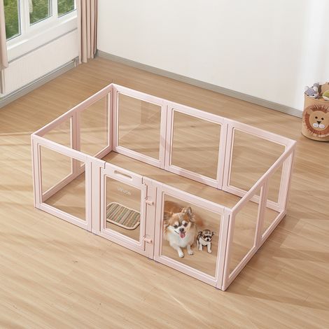 VEVOR Wurfkiste für Welpen, 1540x1000x600 mm, Welpenlaufstall, mit transparenten Fenstern und Schloss, pinken Rahmen, Hundelaufstall, Tierlaufstall, Hunde Wurfbox für mittelgroße Hunde (1/5)