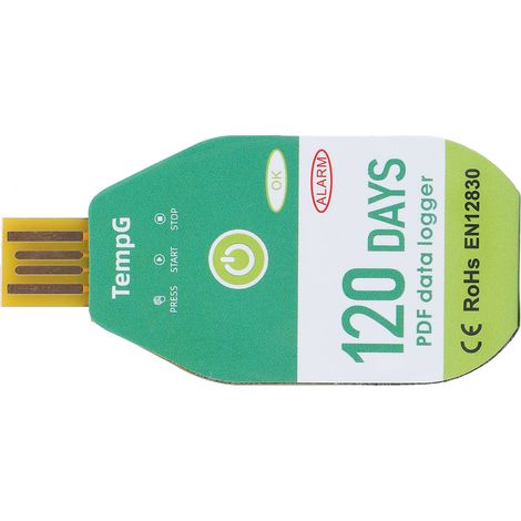 Registratore di dati di temperatura USB, impermeabile IP67, formato PDF monouso per il trasporto a catena del freddo, 120 giorni (1/5)