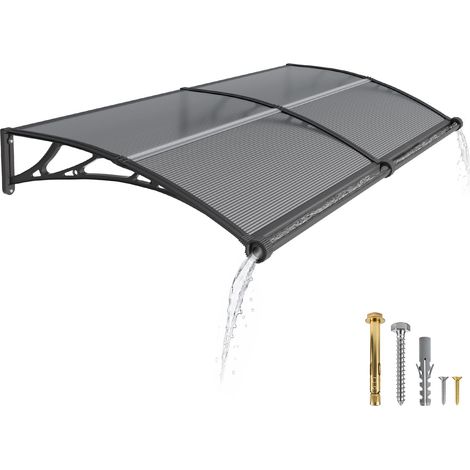 Auvent de Porte d’Entrée 80 × 200 cm, Marquise de Porte Extérieur en Polycarbonate, Abri Anti-Pluie et Anti-UV pour Maison, Balcon et Terrasse (1/5)