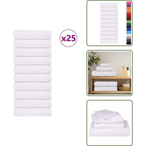 The Living Store Duschtücher FROGN 25 Stk. Weiß 70x140 cm 360 g/m² - Baumwollhandtücher (1/5)